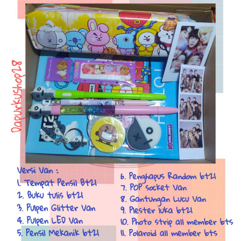 TERMURAH PAKET VAN BT21 ALL MEMBER BTS paket alat tulis van bt21 all member bts murah
