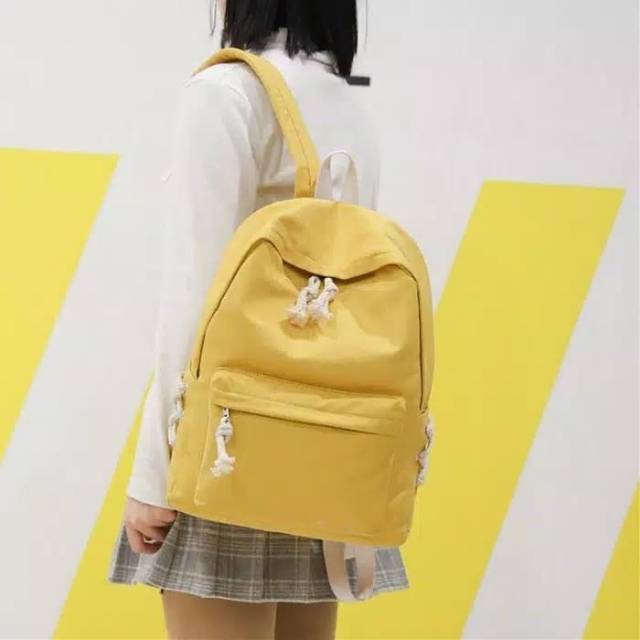 Tas Ransel Pria Wanita Backpack Tas Punggung Tas Laptop Fashion Sekolah Kampus Kuliah Wanita Cewek MURAH Warna Soft Korea Kpop Punggung Trend Simple Polos Lucu Casual Kuliah Macaron - LangFord