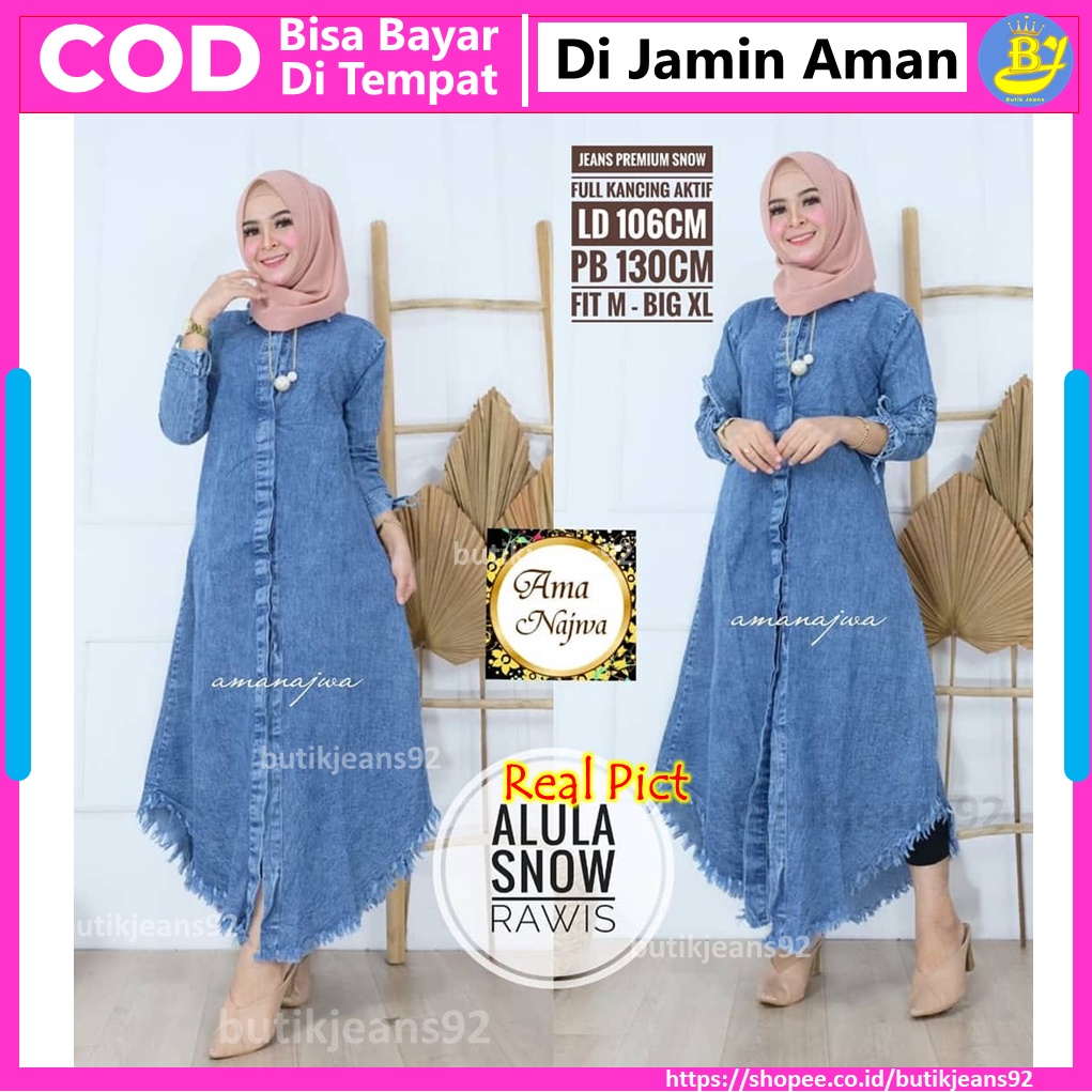 Baju Gamis Jeans Wanita Ibu Ibu Busui Terbaru 2021 Mewah Untuk Pesta Acara Resepsi Pernikahan Kondan