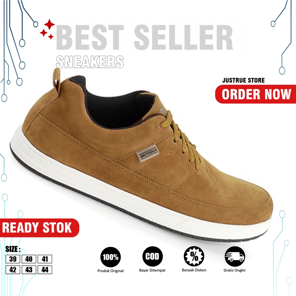 Justrue Sepatu Pria Sneakers Tan Original 100% 304