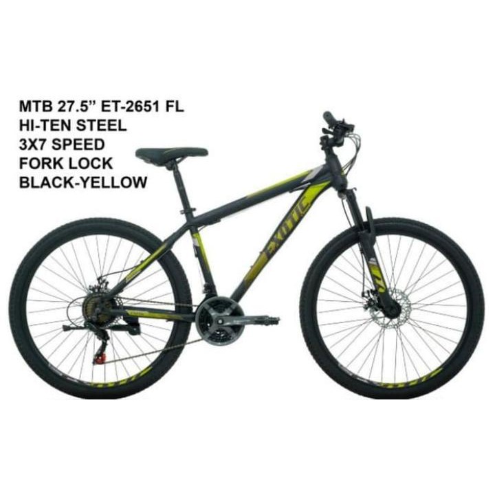 JNE SEPEDA GUNUNG 27,5" EXOTIC ET2651 21SPEED SHIMANO STEEL fork lock