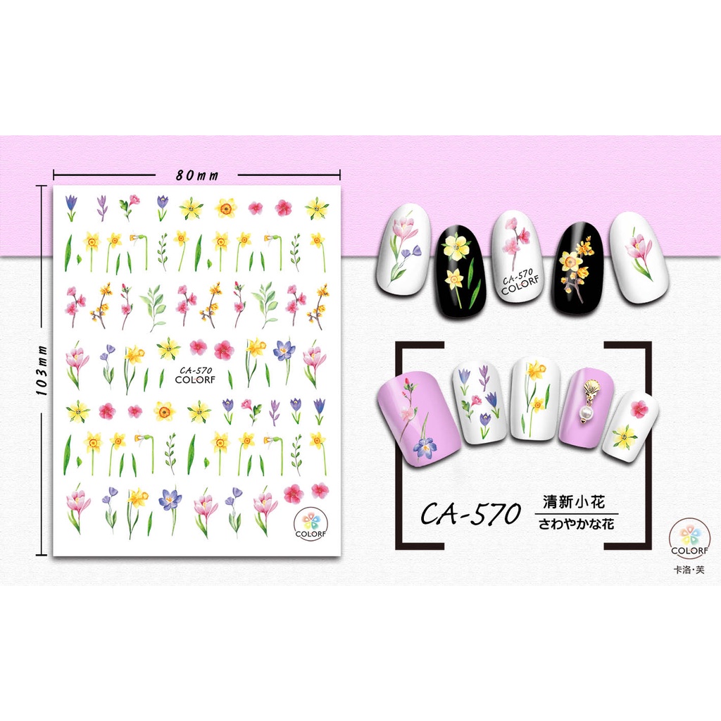 Pretty Flower Ultra Thin Nail Sticker Stiker Kuku Bunga Cantik Nail Art Craft Jurnal CA570