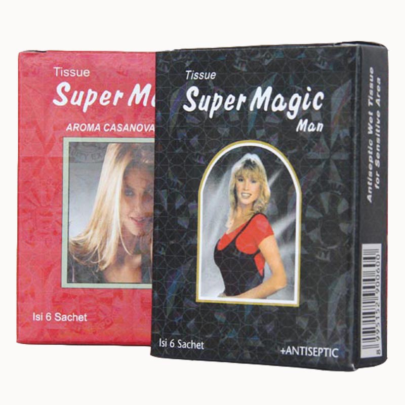 TISSUE SUPER MAGIC MAN Hitam Lovers For Men &amp; Merah Aroma Casanova Pak - Premium Gold Box Tisu Mejik Pria Dewasa Performa