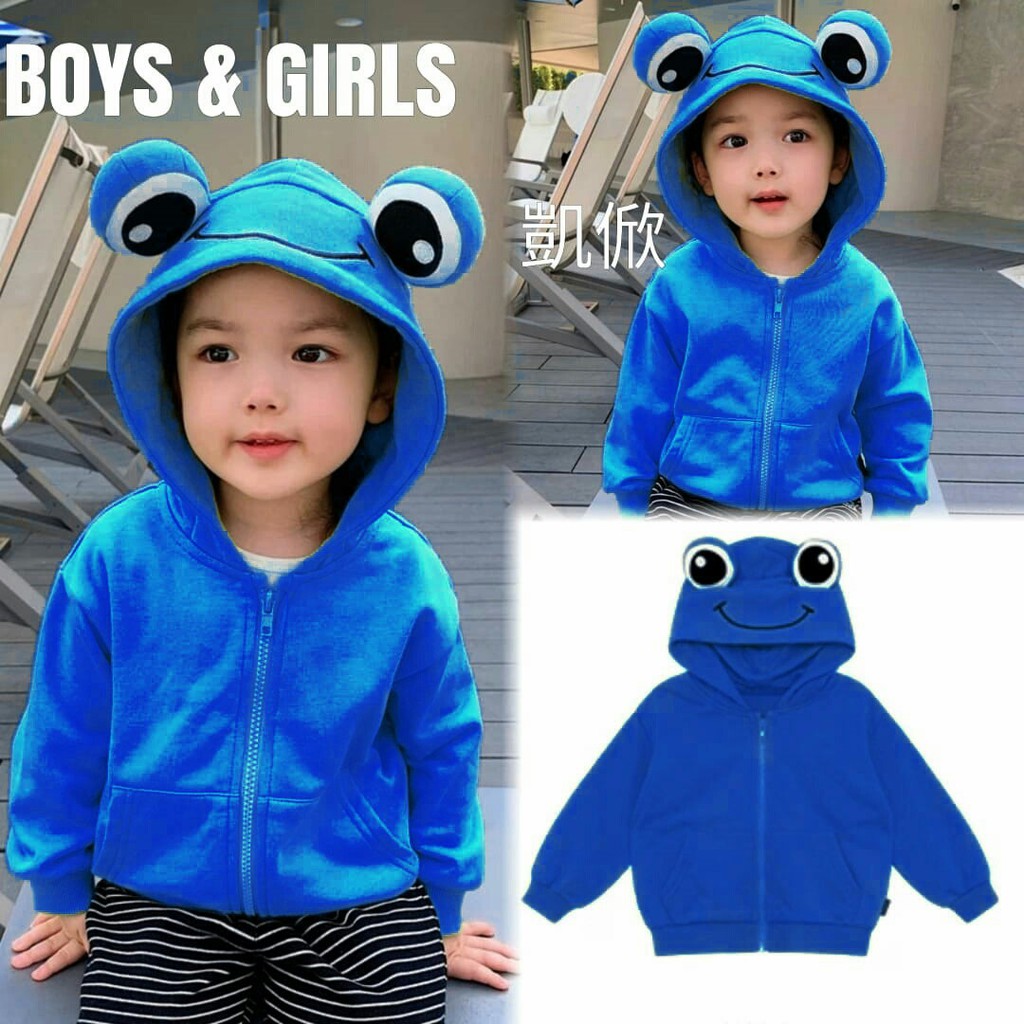 Baju Jaket Frog Hoodie  -  Sweater/Jaket Anak Perempuan 4-6 Tahun MS