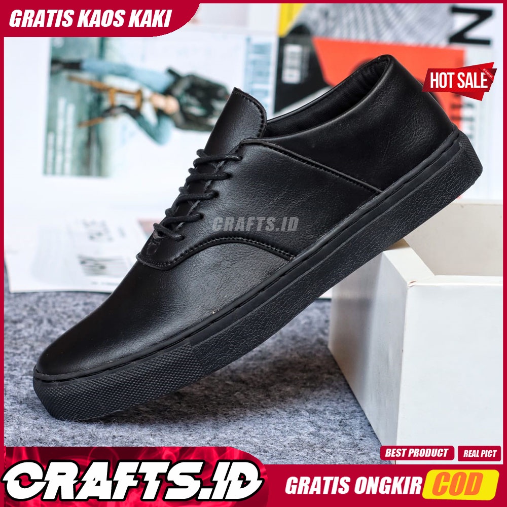 CRAFTS X AUTHEN Sepatu Kasual Pria Kulit Syntetic Sepatu Pria Casual Sepatu Cowok/Cowo Sepatu Kerja Kantor Kondangan Semi Formal Kuliah Keren Termurah