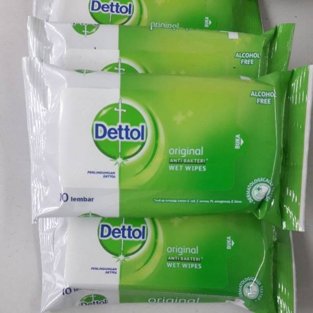 Tissue Basah Dettol Wet Whipes Original 10 Sheet (Anti Bakteri Detol)Barang Dijamin original#.