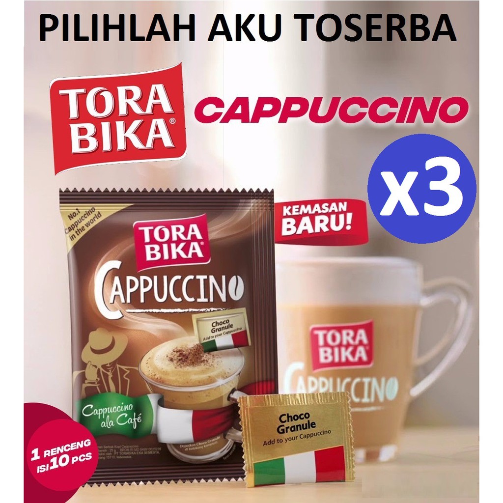 Kopi Torabika Cappuccino + Choco Granule 25gr x 10pcs (HARGA 3 RENCENG)