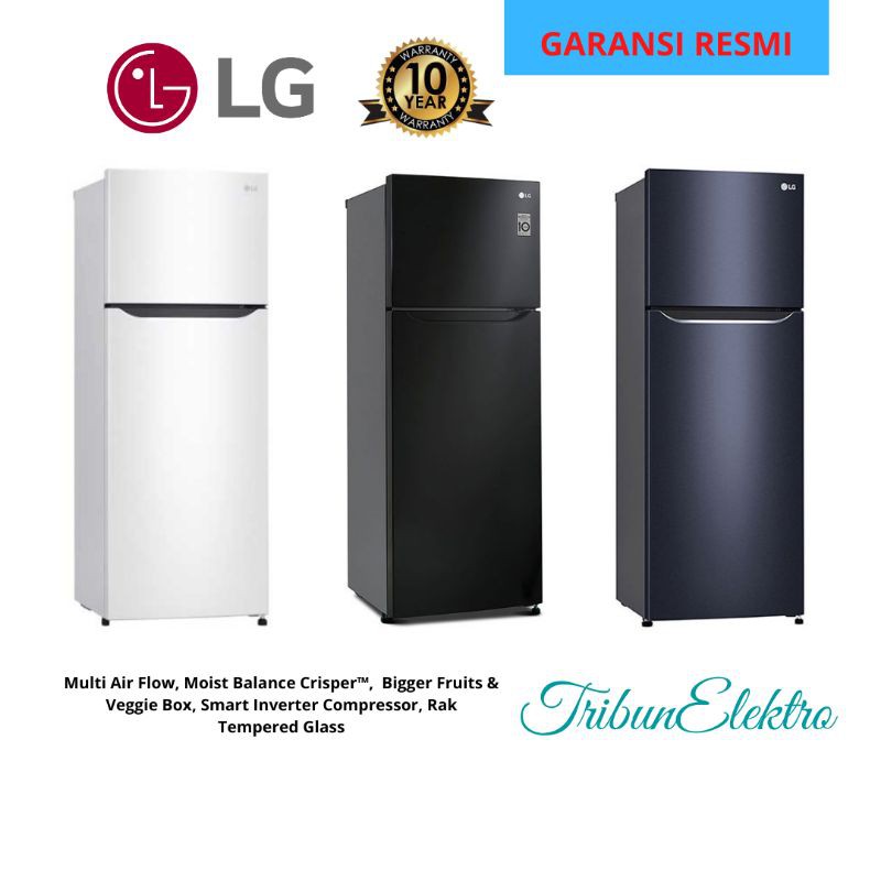 Kulkas Lg Inverter 2 Pintu Putih Hitam Purple 185 Sqwh Sqbk Sqbp Shopee Indonesia
