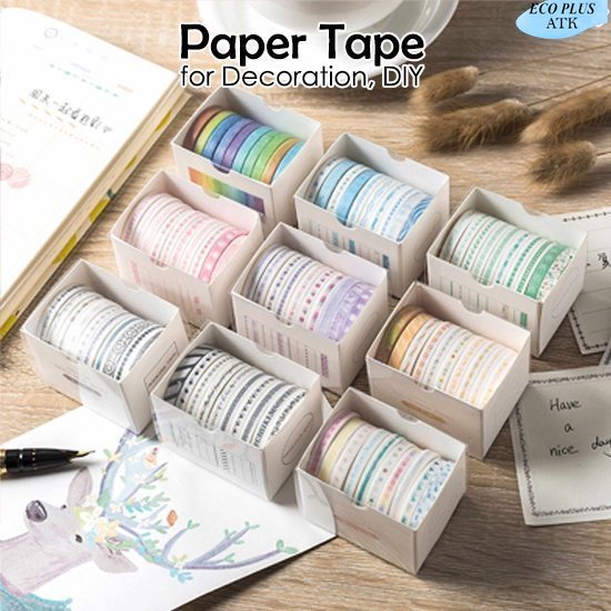 Paper Tape Isi 10 Motif Printed Series DIY Decoration Scrapbook Selotip