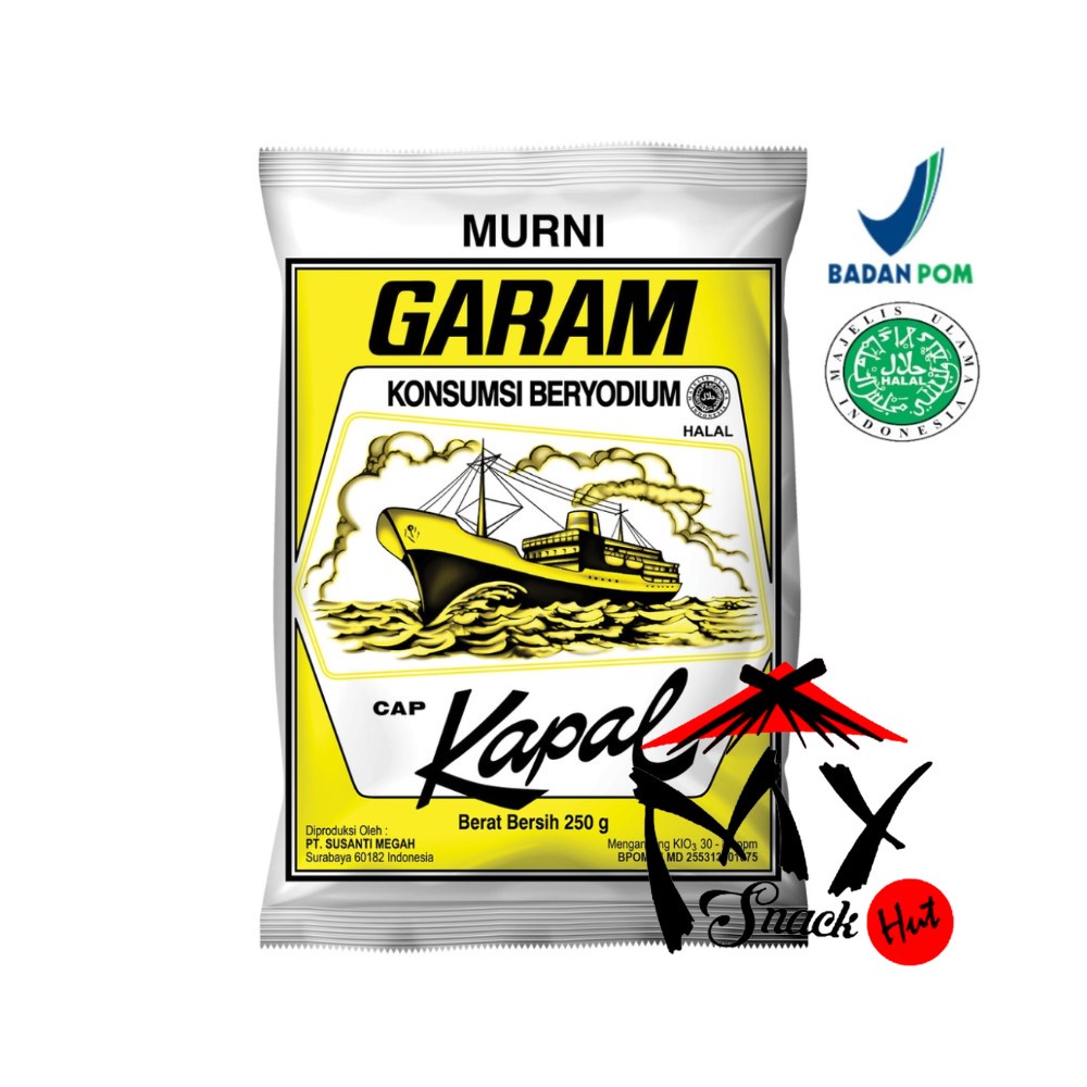 GARAM KAPAL 250GR - COOKING TABLE IODIZED SALT - GARAM HALUS MURNI KONSUMSI BERYODIUM ROTI KUE KERING MASAK MEJA HALAL