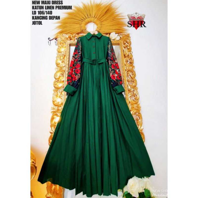 Maxi dress SHR ORI bhn katun linen premium