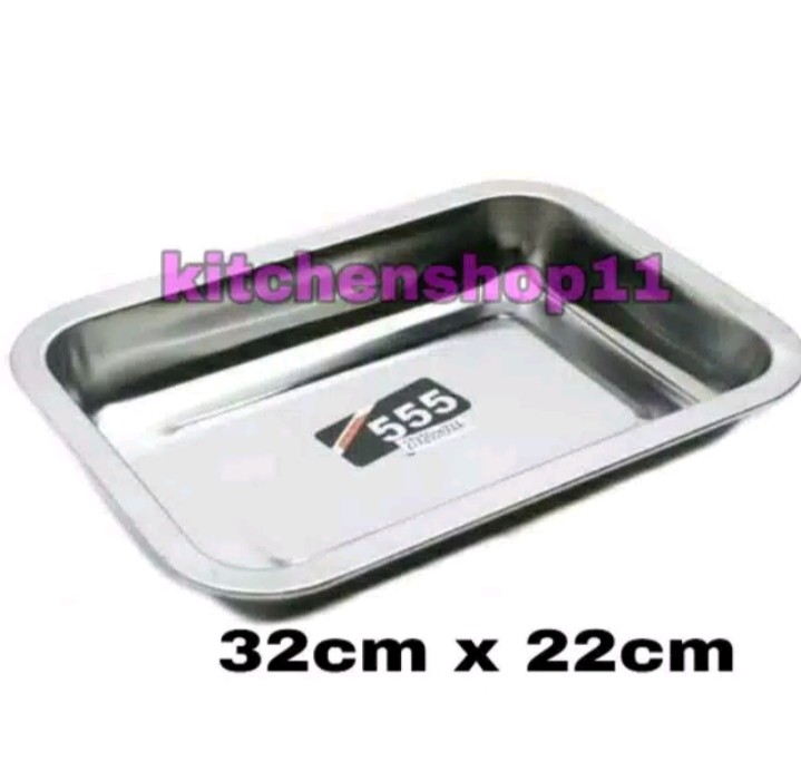Nampan Stainless Persegi / Nampan Baki Stainless / Baking Tray Stainless 32cmx22cm