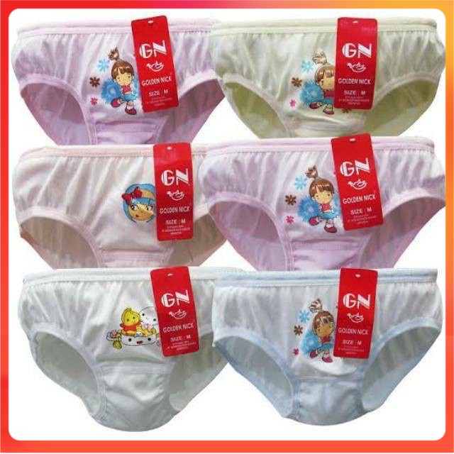 CD GN Kids 1 Lusin Celana Dalam Anak Perempuan Lusinan Golden Nick Cewek Motif 1188 Grosir Cewe Leta