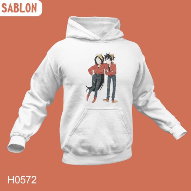 Hoodie Sablon Couple Putih "Queen King"