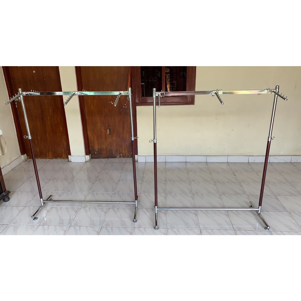 Gawang Gantungan Hanger Baju Set 100 cm(1pcs Gawangan 6pcs Suling Kotak)