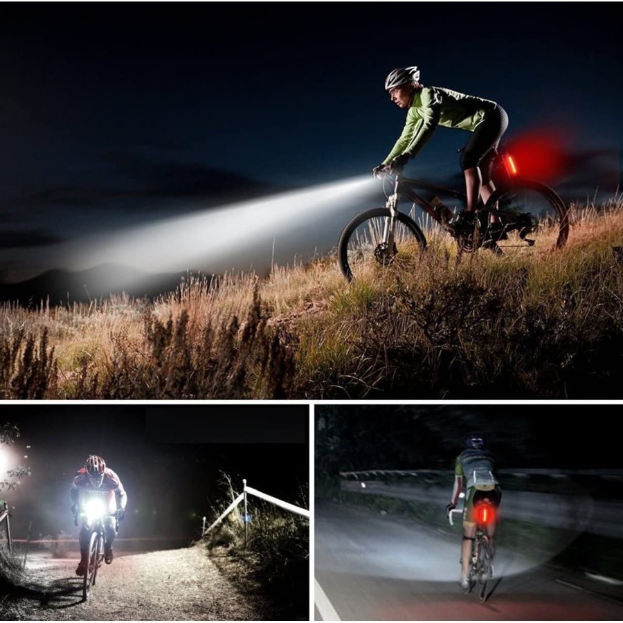 Lampu Depan Sepeda Rechargeable LED USB Terang Anti AIr Waterproof FlashLight Batterai Charger Lipat Slim Kedip Roadbike MTB