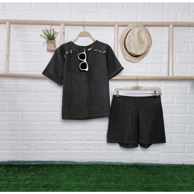 BRIANNE SET ( atasan + bawahan/celana) .. READY WARNA OLIVE