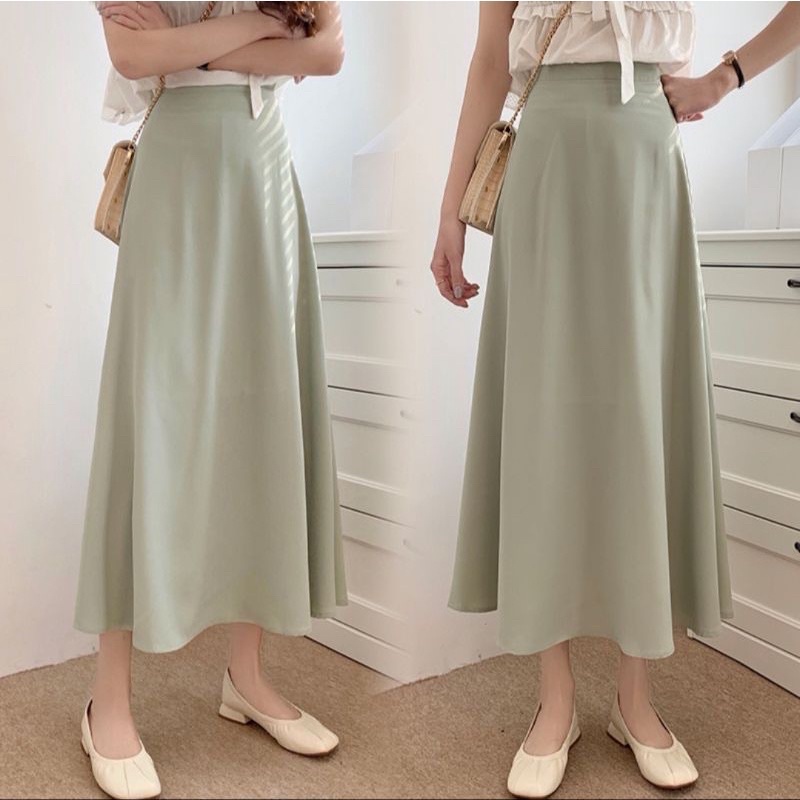 rok midi shabira /rok line A bahan katun syakilla