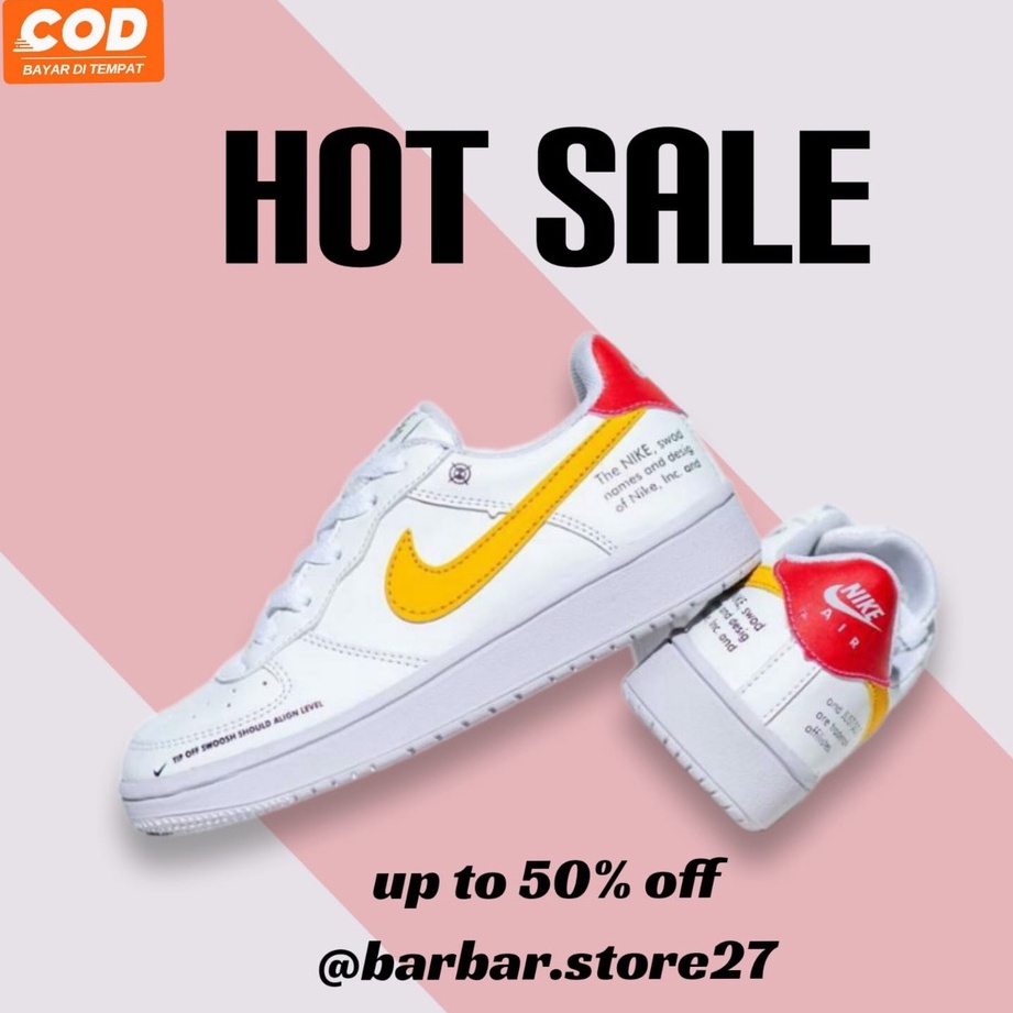NIKE AIR FORCE 1 KIDS LOW STARFISH WHITE YELLOW RED/SEPATU SNEKAERS ANAK ORIGINAL TERBARU KEKINIAN