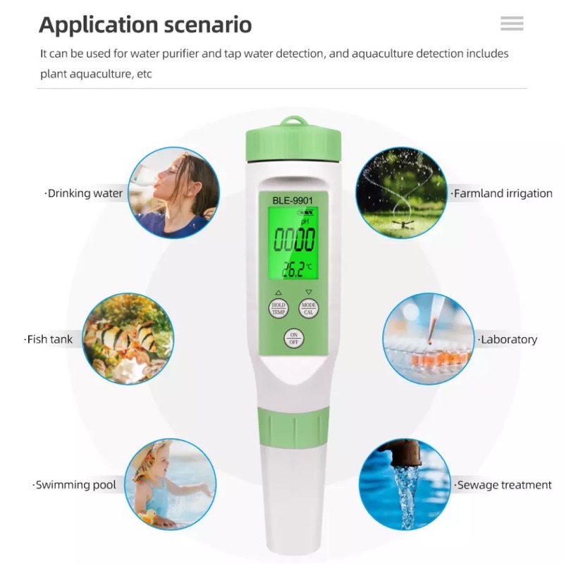 Bluetooth 3 in 1 PH TDS Suhu Meter Tester Digital Air BLE-9901