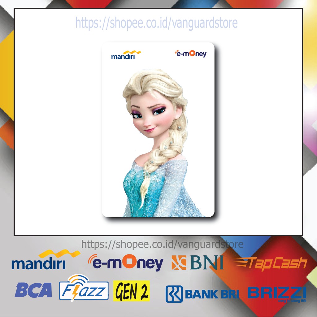 KARTU E MONEY E TOLL FROZEN ELSA KARTUN MOVIE 16 EMONEY MANDIRI FLAZZ BCA BNI TAPCASH BRIZZI BRI