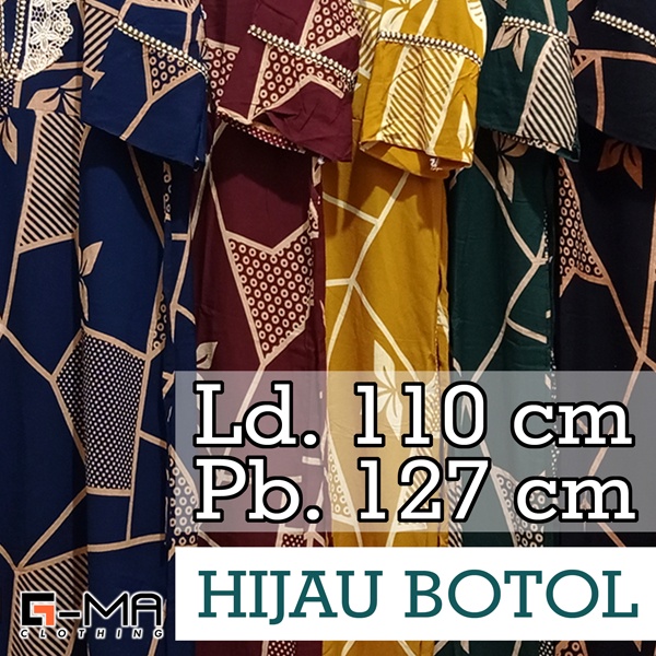 DASTER ARAB ZAHIRA LENGAN 3/4 | RESLETING DEPAN BUSUI | RAYON SANTUNG-Hijau Botol 1