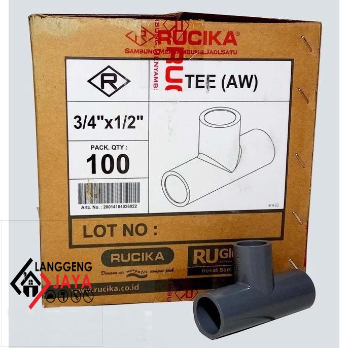 1Pc Tee Pvc 3/4" X 1/2 Ts Tebal Rucika Sambungan Pipa Langgeng-