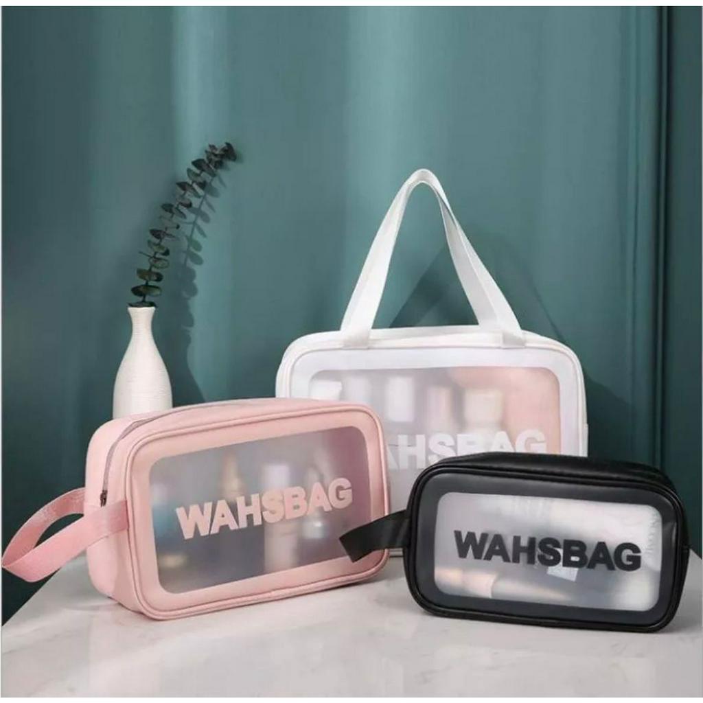 WASHBAG TAS KOSMETIK TRANSPARAN ANTI AIR / Tas Sabun Peralatan Mandi Travel / ASFAH MAKASSAR