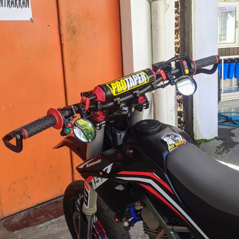Spion Supermoto jalu stang fatbar bulat cembung besar KLX D-Tracker crf wr w175 win klasik japstyle