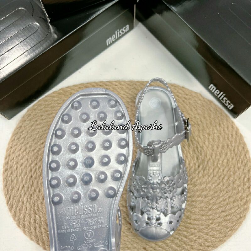 Sepatu  Melissa Possession Lace + Viktor And Rolf Ad Silver/ Sepatu melissa/Sepatu jelly wanita