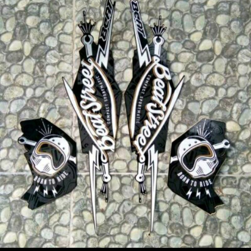Stiker striping honda beat street 2017 hitam