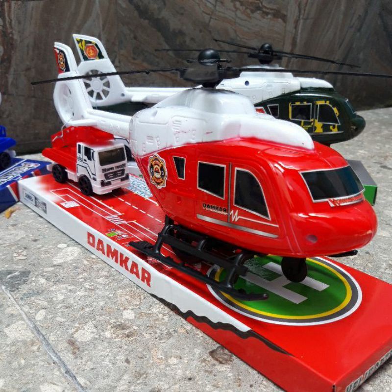 MAINAN ANAK Helikopter BESAR PLUS MOBIL TANGGA / mainan helikopter dan truk tangga