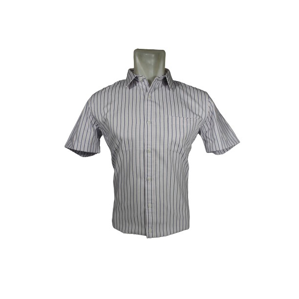 COD Kemeja Pria Stanley Adams Slimfit Lengan Pendek Putih Salur 04 100% Original Brand