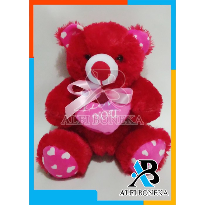 Boneka Teddy Bear Love - Boneka Lucu Beruang Ukuran M - Boneka Teddy Bear Bahan Rasfur