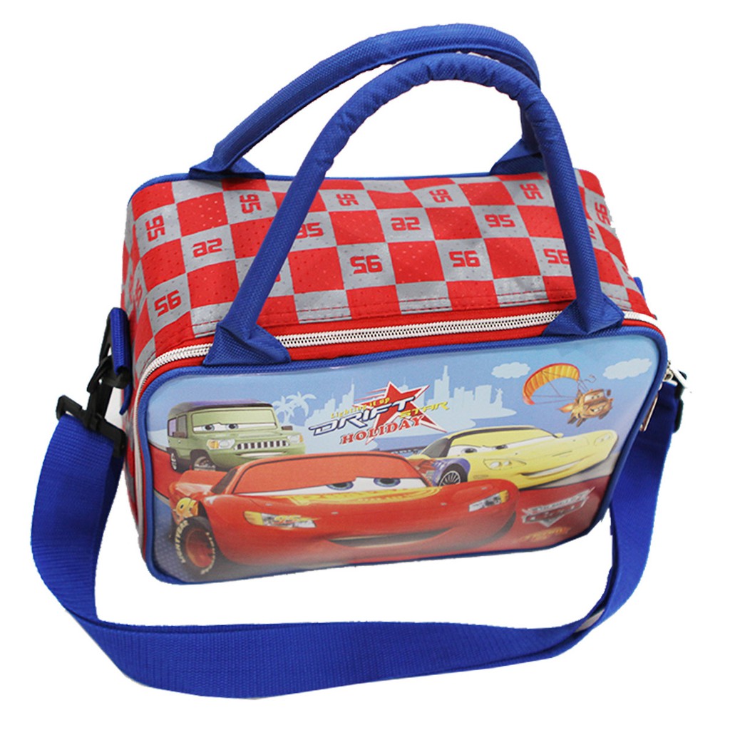 Travel Bag Mini Jinjing ada Tali Selempang Gambar MOBIL - Red Blue