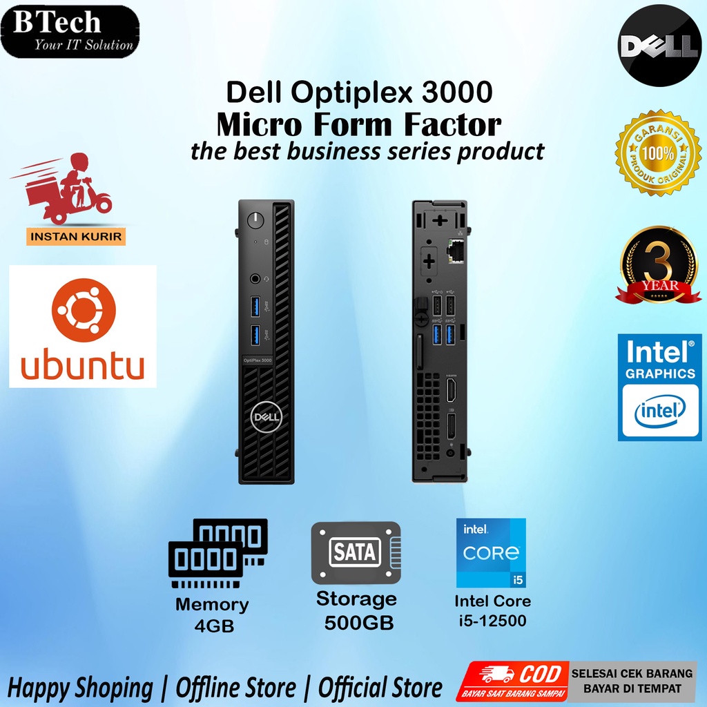 Dell Optiplex 3000 Micro Intel Core i5-12500 4GB 500GB SATA DOS PC
