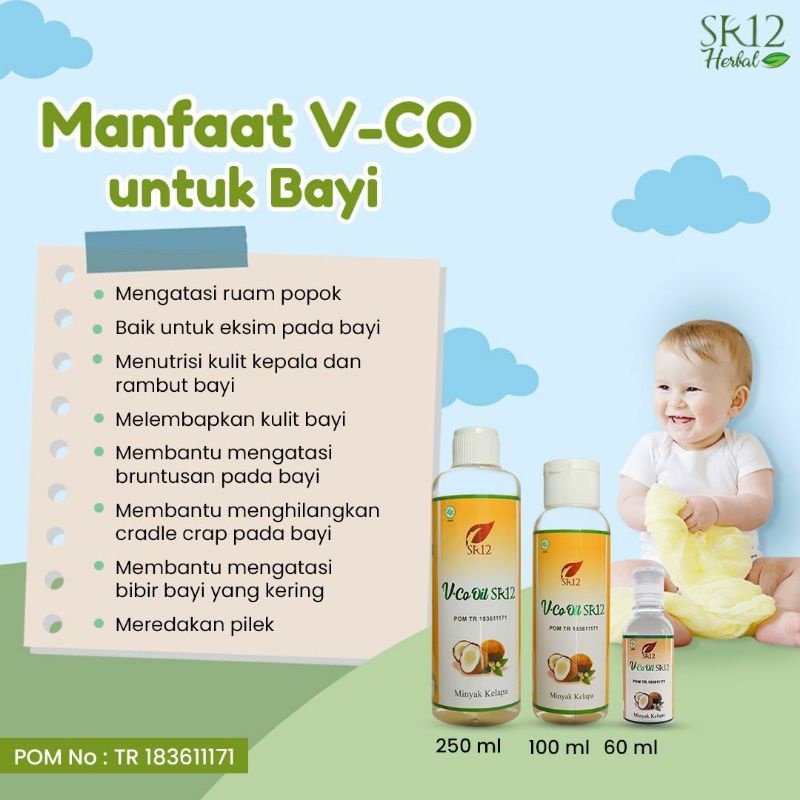 VCO SR12 Untuk Ruam Popok / VCO Untuk Bayi / Minyak Bayi / Biang Keringat / Minyak Kelapa Untuk Bayi