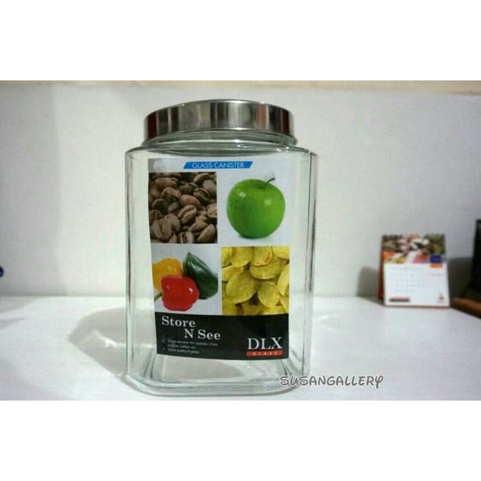 Glass Canister / Toples Besar Dlx Cafe A Kotak 6 Liter