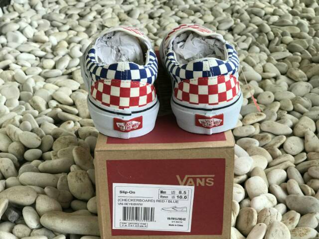 OBRAL PREMIUM VANS SLIP ON CHECKERBOARD RED BLUE