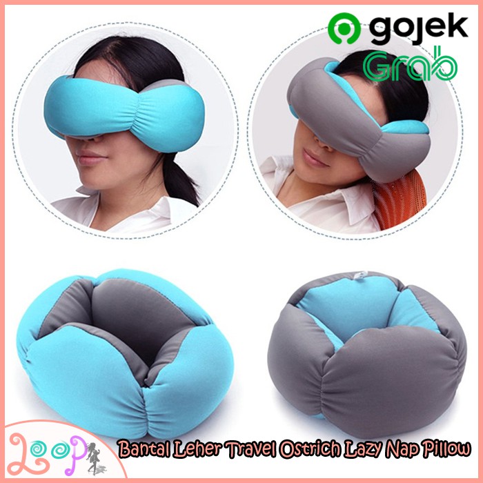 Bantal Leher Travel Ostrich Lazy Nap Pillow