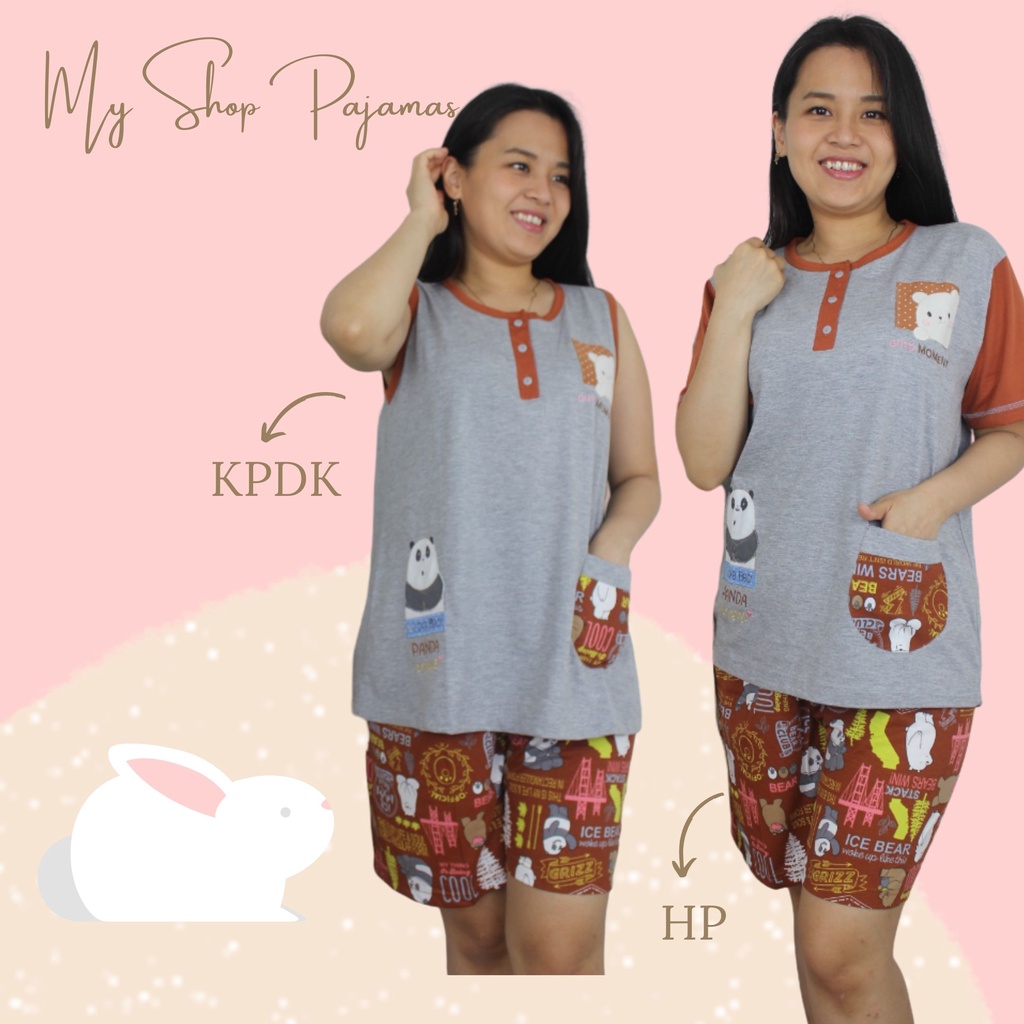 PIYAMA BABYDOLL WANITA TANGAN LENGAN PENDEK KUTUNG CELANA PENDEK ANNE CLAIRE BAJUTIDUR DEWASA SETELA