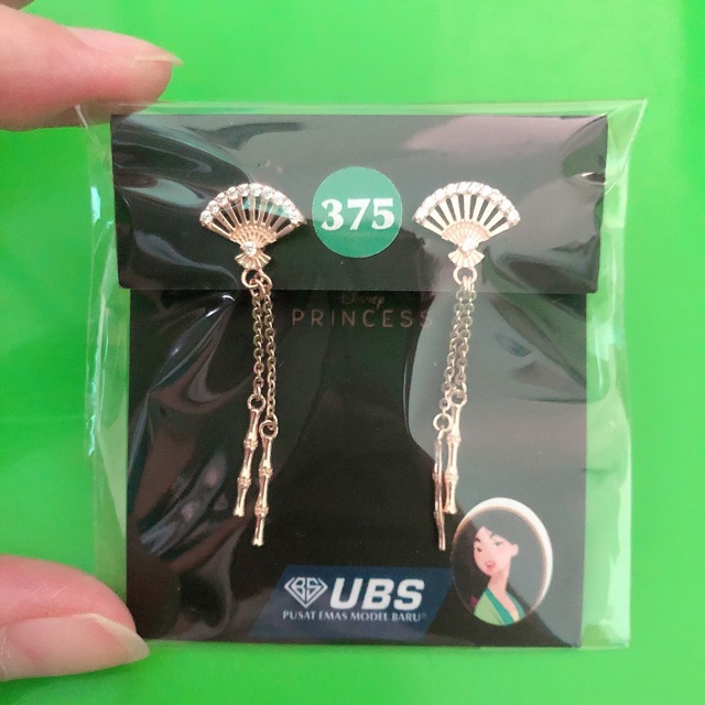Anting Tusuk Emas Giwang Kipas Panjang Princess Mulan UBS