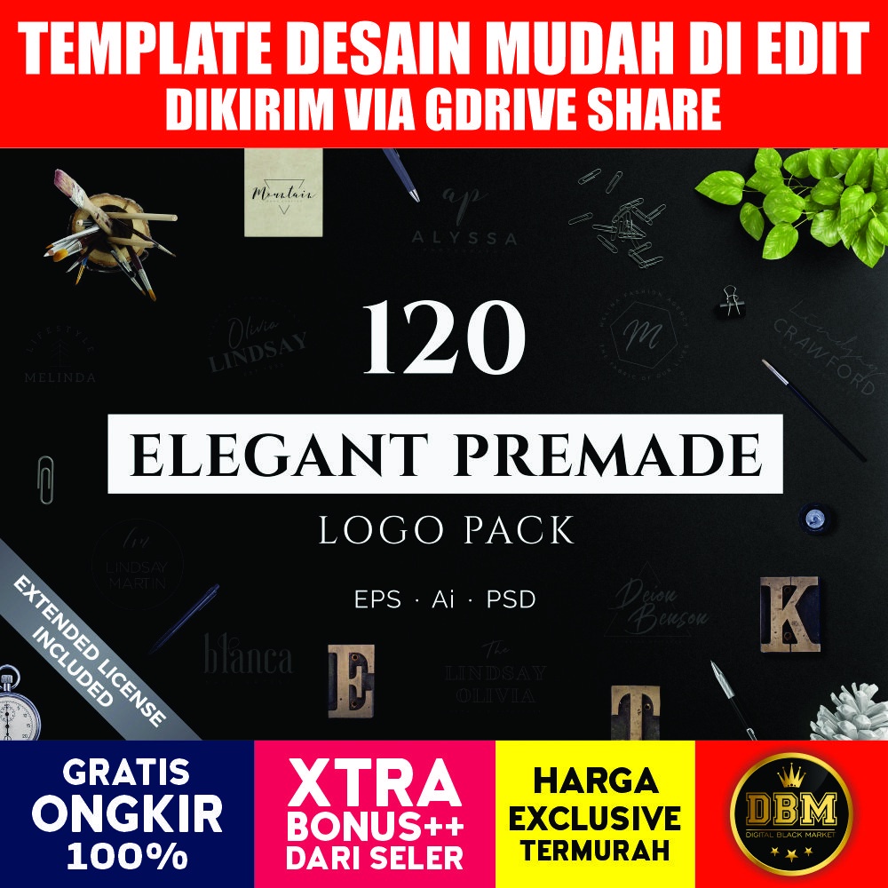 120 Elegant Premade Logo Pack - Photoshop &amp; Illustrator