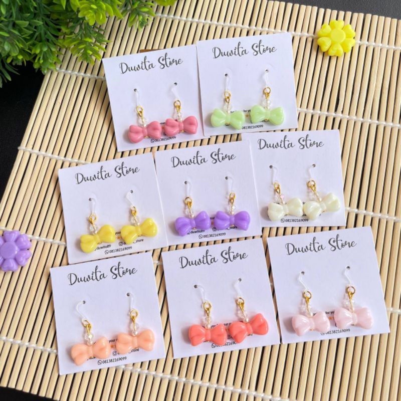 HANDMADE ANTING ANAK/DEWASA KAITAN PLASTIK MOTIF PITA(GOLD)