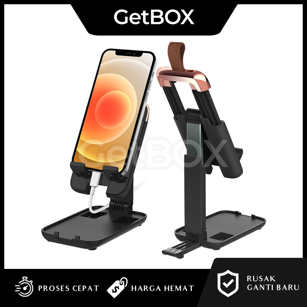 Folding Desktop Lipat Phone Holder Stand HP dan Tablet Untuk Belajar Online Zoom Meeting Live Stream