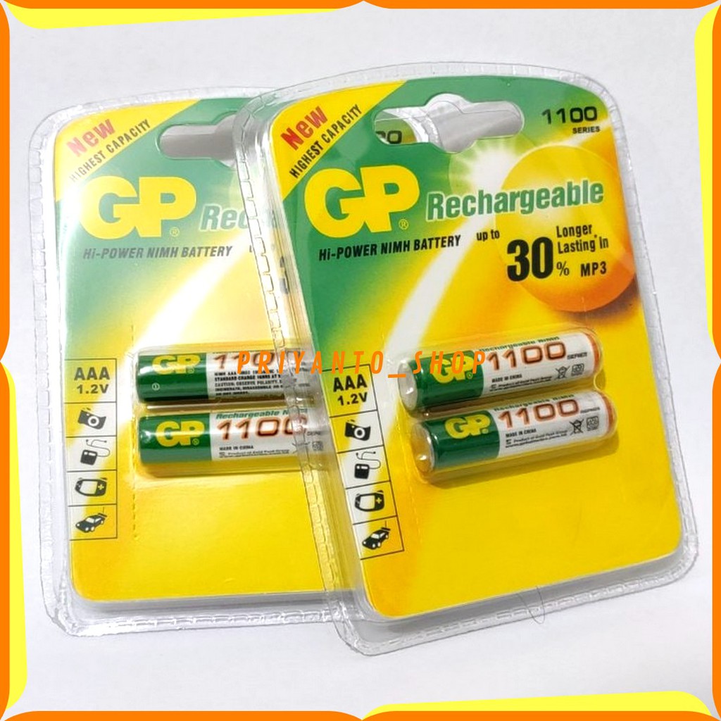 ASLI batu Battery A3 AAA GP 1100 isi ulang Rechargeable Original