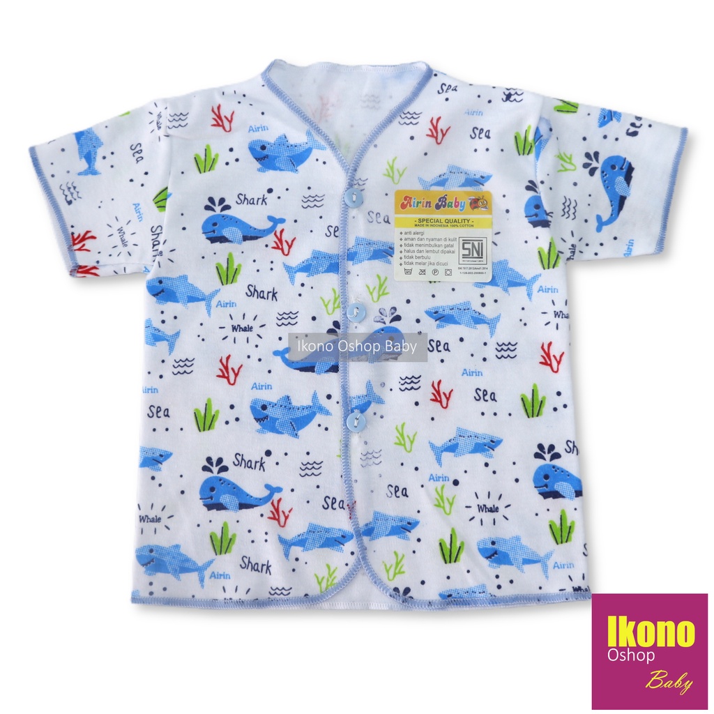 Ikono 3 Pcs Baju Bayi Newborn Lengan Pendek Putih Motif Printing Airin-4