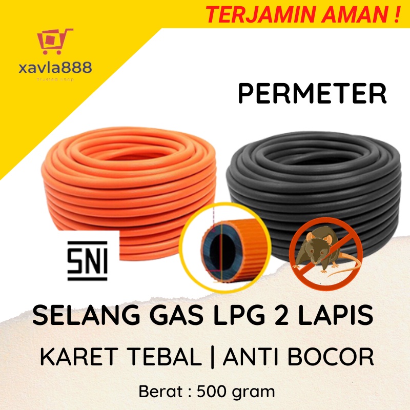 Selang Gas Permeter 2 Lapis Anti Gigitan Tikus Label SNI - Orange &amp; Hitam