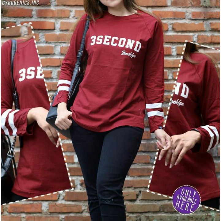 CN_STORE - Fashion Wanita / Kaos Raglan Three Second Wanita Kaos Raglan Cewek Kaos Salur 3Second 5