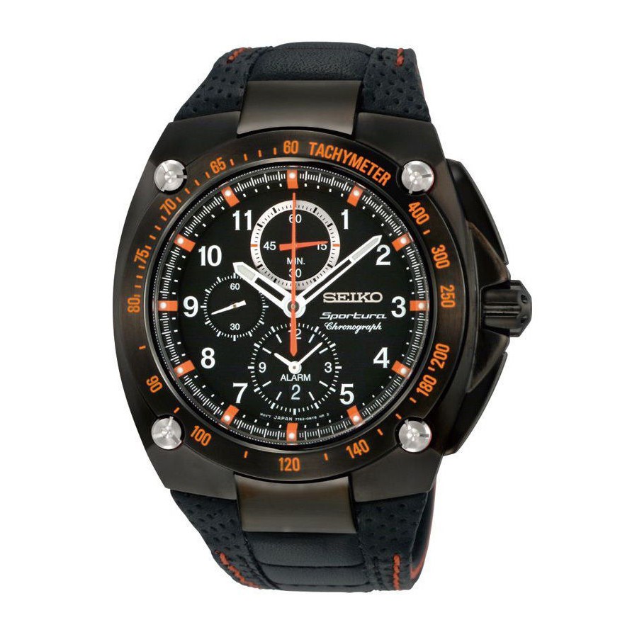 Seiko Sportuna Chronograph Jam Tangan Pria - Hitam - Stainless Steel - SNAE37